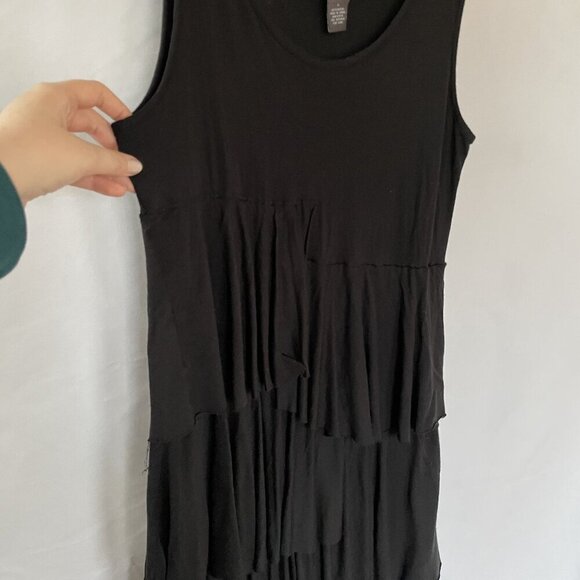 Chelsea & Theodore black gothcore ruffled sleeveless maxi dress summer modal L - Picture 4 of 9